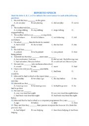 English Worksheet: REPORTED SPEECH