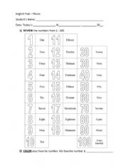 Numbers from 1 to 20