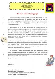 English Worksheet: The mass media and young people
