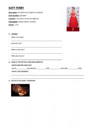 English Worksheet: KATY PERRY FIREWORK