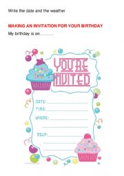 English Worksheet: birthday cards
