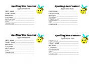English Worksheet: Spelling Contest Application Form