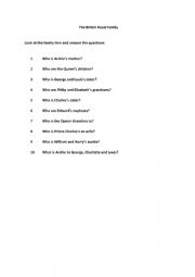 English Worksheet: The Royal Family questions - possessive �s