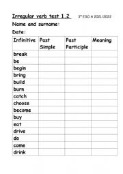 Irregular verb test