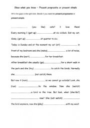 English Worksheet: Present Progressive or Present Simple