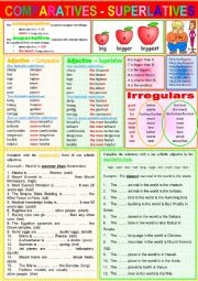 Comparison of one syllable adjectives. Comparatives and superlatives