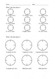 English Worksheet: What�s the time, please?