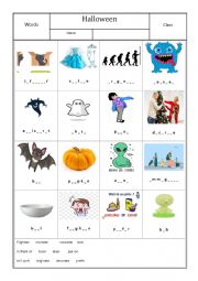 English Worksheet: Halloween words