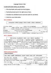 English Worksheet: language tasks for bac students