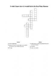 English Worksheet: NIna Simone - I wish I knew how it would feel to be free