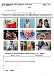 English Worksheet: 9th Grade - Module 2 - Lesson n 4 - Violence at School