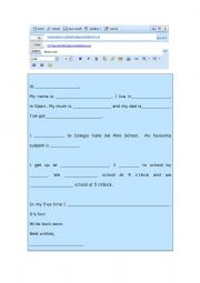 English Worksheet: Informal Email Template