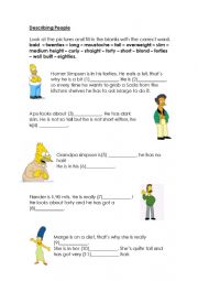 English Worksheet: describing people activity