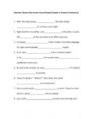 English Worksheet: Present Simple vs Progressive - exercises