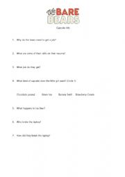 English Worksheet: We Bare Bear Cupcake Job Activity Worksheet