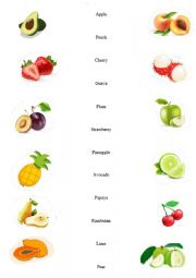 English Worksheet: Fruits