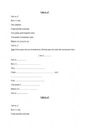 English Worksheet: Poem 