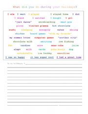 English Worksheet: What did you do during your holidays 6th grade