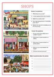 English Worksheet: Picture description - Shops