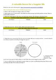 English Worksheet: A valuable lesson for a happier life
