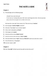 English worksheet: The Hate U Give - Angie Thomas