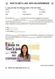 English Worksheet: How to get a job with no experience