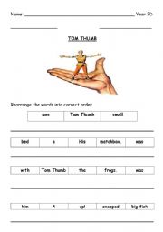 English worksheet: Tom Thumb Jumbled Words
