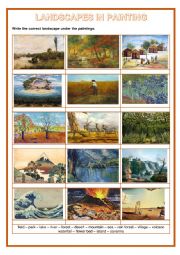 English Worksheet: Picture dictionary - Landscapes in painting