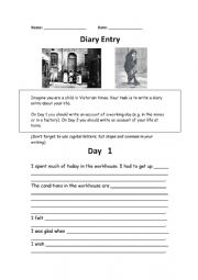 English Worksheet: Victorian Diary Entry