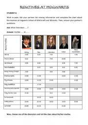 English Worksheet: Routines at Hogwarts