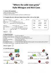 English Worksheet: Nick Cave and Kylie Minogue - Where the wild roses grow