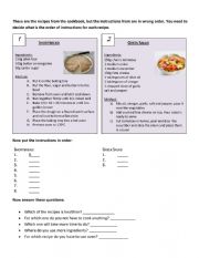 English Worksheet: recipe