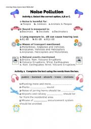English Worksheet: Listening: Noise pollution 