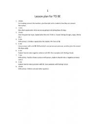 English Worksheet: Verb to be group lesson plan