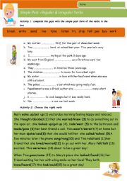 English Worksheet: Simple Past Regular-Irregular Verbs