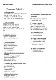 English Worksheet: compound adjectives