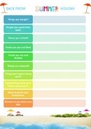 English Worksheet: 5minute - Summer Holiday