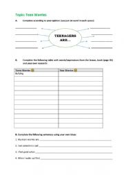 English Worksheet: Teens worries
