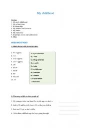 English Worksheet: My childhood