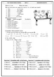 countable and uncountable nouns/ there is....../ there are..........