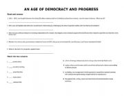 English Worksheet: An Age of Progress and Democracy
