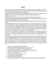 English Worksheet: meals