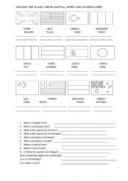 English Worksheet: Flags, Countries and capital cities