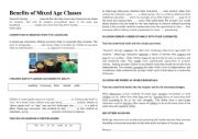 English Worksheet: Benefits of Mixed Age Classes