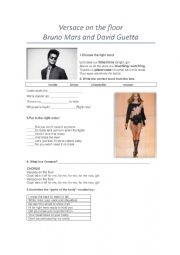 English Worksheet: Versace on the floor song