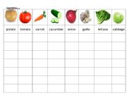 vegetables worksheet writing practise