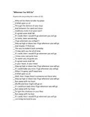 English Worksheet: Wherever you will go - listening