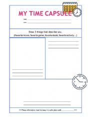 English Worksheet: My time capsule