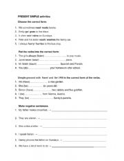 English Worksheet: Present Simple activities