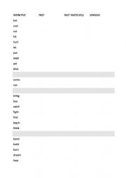 English Worksheet: LIST IRREGULAR VERBS IN GROUPS